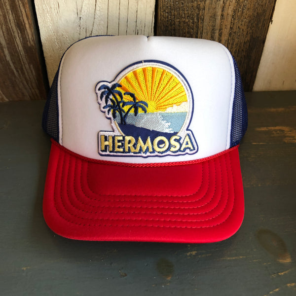 Hermosa Beach FIESTA Trucker Hat - Red/White/Royal Blue