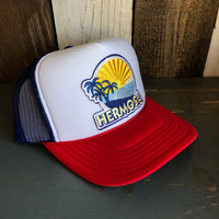Hermosa Beach FIESTA Trucker Hat - Red/White/Royal Blue