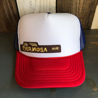 Hermosa Beach HERMOSA AVE Trucker Hat - Red/White/Royal Blue
