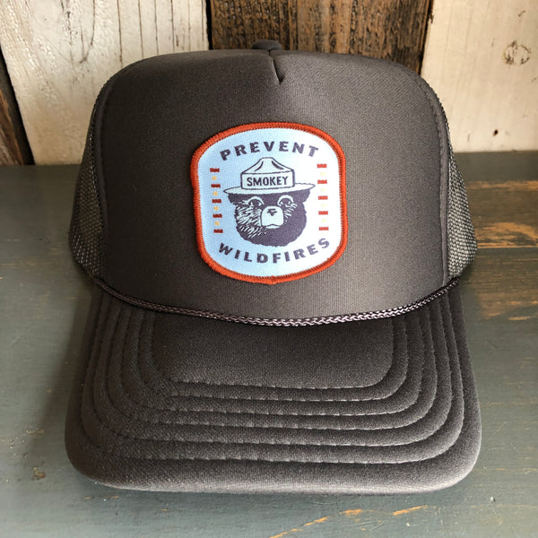 Smokey Bear...Prevent Wildfires Trucker Hat - Charcoal Grey (Curved Brim)