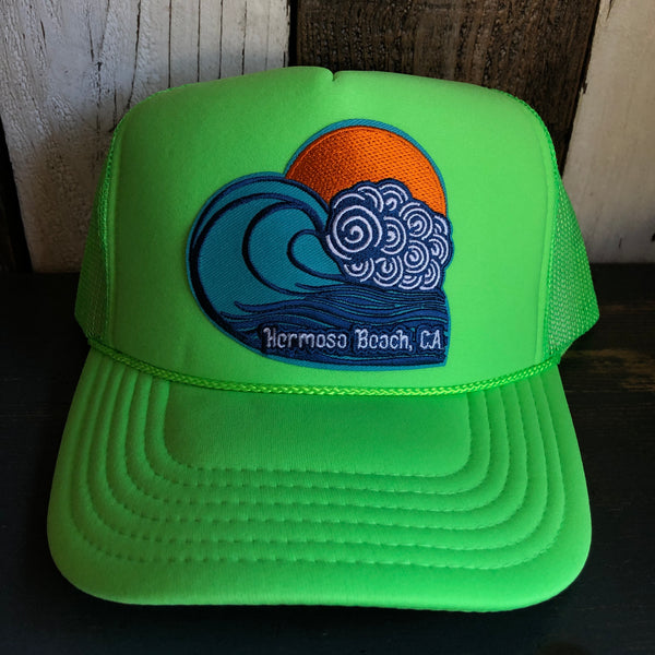 Hermosa Beach TUBULAR Trucker Hat - Neon Green