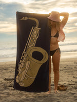 Sax on the Beach Towel - Navy