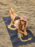 Sax on the Beach Towel - Navy