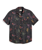 Short Sleeve Cotton Plain Weave Wizard Print Shirt in Midnight Palms