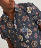 Short Sleeve Cotton Plain Weave Shirt in Vintage Dark Floral
