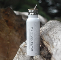 Hermosa Beach Map 20 oz Bottle with Bamboo Top in Matte White