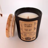 I'm A Latte To Handle | Hazelnut Coffee Wood Wick Candle | Coffee Candle | Crackling Candle | Coconut Wax Candle | Jar Candle || 7.3 oz