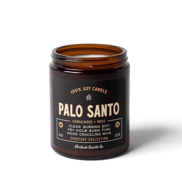 Palo Santo | Sandalwood + Moss 8oz Soy Candle