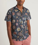 Short Sleeve Cotton Plain Weave Shirt in Vintage Dark Floral
