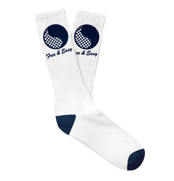 CHECKERED YIN YANG SOCKS - White/Navy