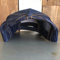 Hermosa Beach HIGH HEAT Premium Denim Trucker Hat - Navy/Gold Stitching