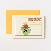 Catcus Cowboy Howdy Greeting Card