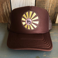 Hermosa Beach SUNBEAMS High Crown Trucker Hat - Brown