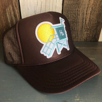 Hermosa Beach LIFEGUARD TOWER  High Crown Trucker Hat - Brown