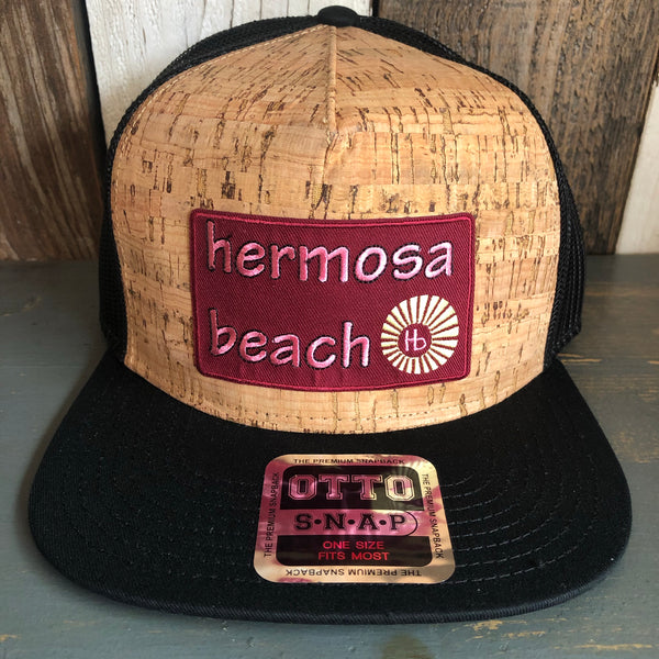 Hermosa Beach WELCOME SIGN Premium Cork Trucker Hat (Black)