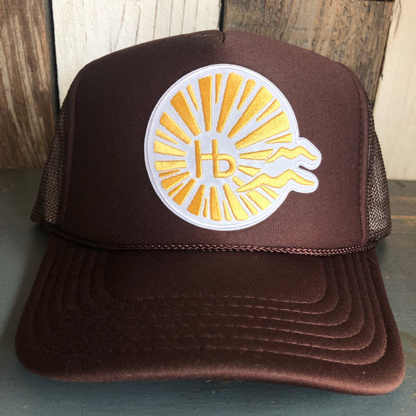Hermosa Beach CLASSIC LOGO High Crown Trucker Hat - Brown