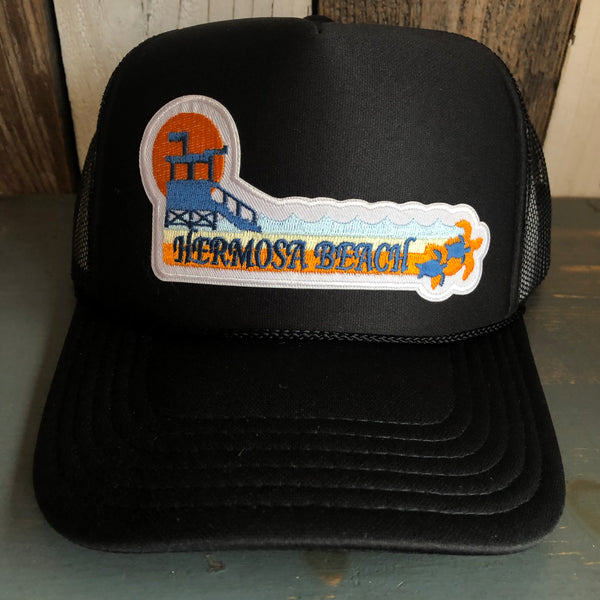 Hermosa Beach GOLDEN HOUR Trucker Hat - Black