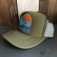 Hermosa Beach TUBULAR High Crown Trucker Hat - Olive
