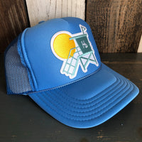Hermosa Beach LIFEGUARD TOWER High Crown Trucker Hat- Col. Blue