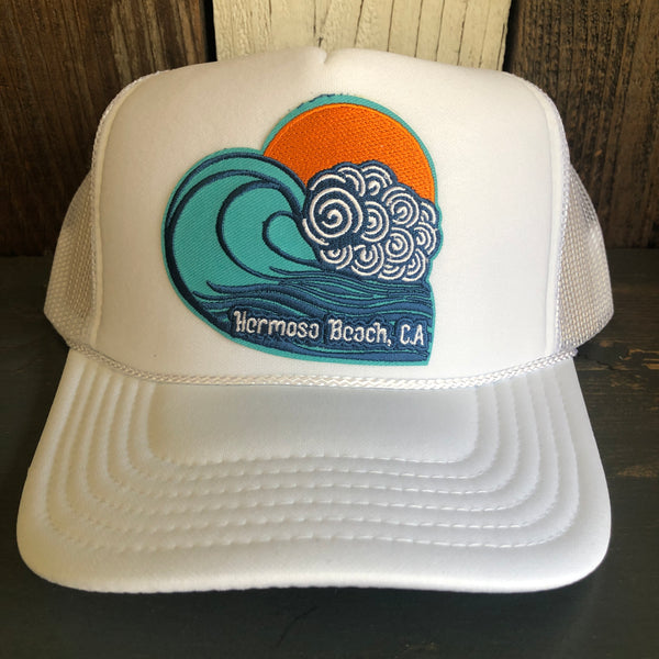 Hermosa Beach TUBULAR High Crown Trucker Hat - White