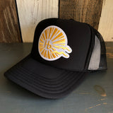 Hermosa Beach CLASSIC LOGO High Crown Trucker Hat - Black (Curved Brim)