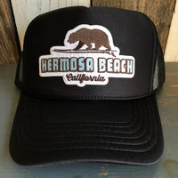Hermosa Beach SURFING GRIZZLY BEAR Trucker Hat - Black
