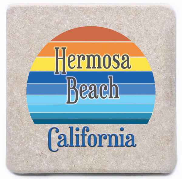 Hermosa Beach Retro Sunrise Coaster