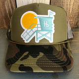 Hermosa Beach LIFEGUARD TOWER  Trucker Hat - Camouflage/Olive