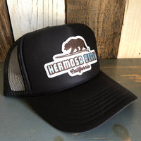 Hermosa Beach SURFING GRIZZLY BEAR Trucker Hat - Black