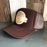 Hermosa Beach CLASSIC LOGO High Crown Trucker Hat - Brown