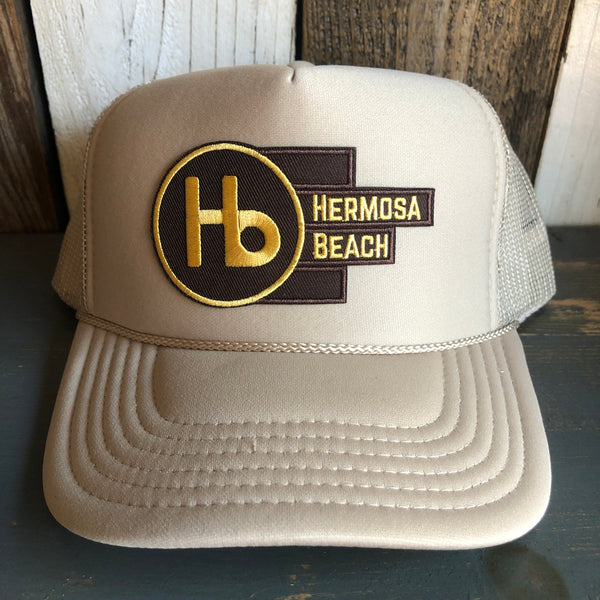 Hermosa Beach THE NEW STYLE High Crown Trucker Hat - Khakik