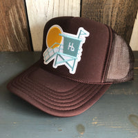 Hermosa Beach LIFEGUARD TOWER  High Crown Trucker Hat - Brown