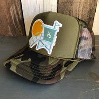 Hermosa Beach LIFEGUARD TOWER  Trucker Hat - Camouflage/Olive
