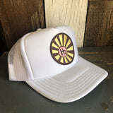 Hermosa Beach SUNBEAMS High Crown Trucker Hat - White