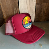 Hermosa Beach OBLIGATORY SUNSET High Crown Trucker Hat - Burgundy Maroon