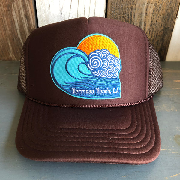 Hermosa Beach TUBULAR High Crown Trucker Hat - Brown