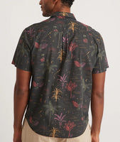Short Sleeve Cotton Plain Weave Wizard Print Shirt in Midnight Palms